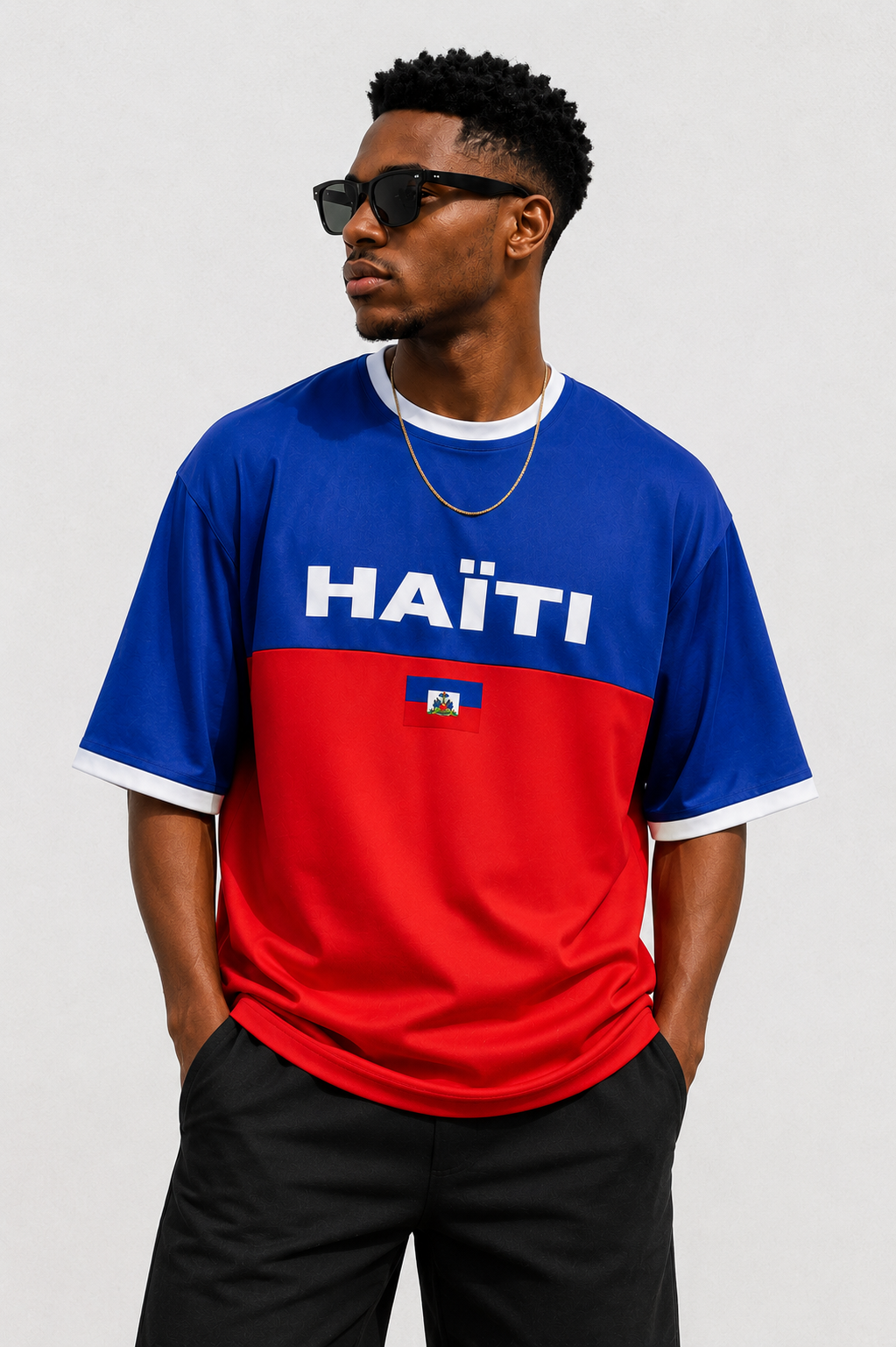 T-shirt Classic Proud 509 | HAÏTI – Bleu & Rouge | AyitiStyle – Image 2