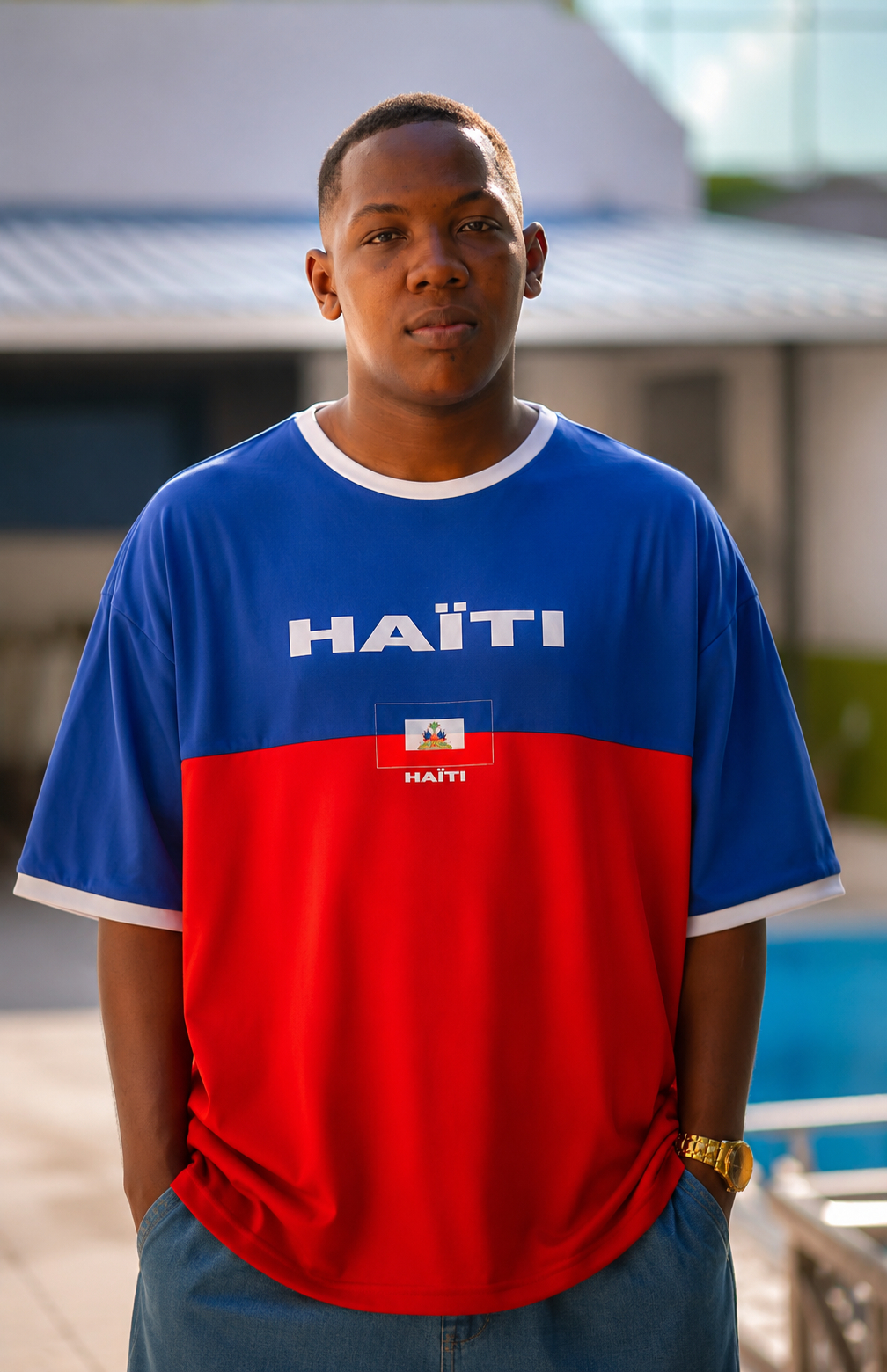 T-shirt Oversize Proud 509 | HAÏTI – Bleu & Rouge | Ayiti Style – Image 2