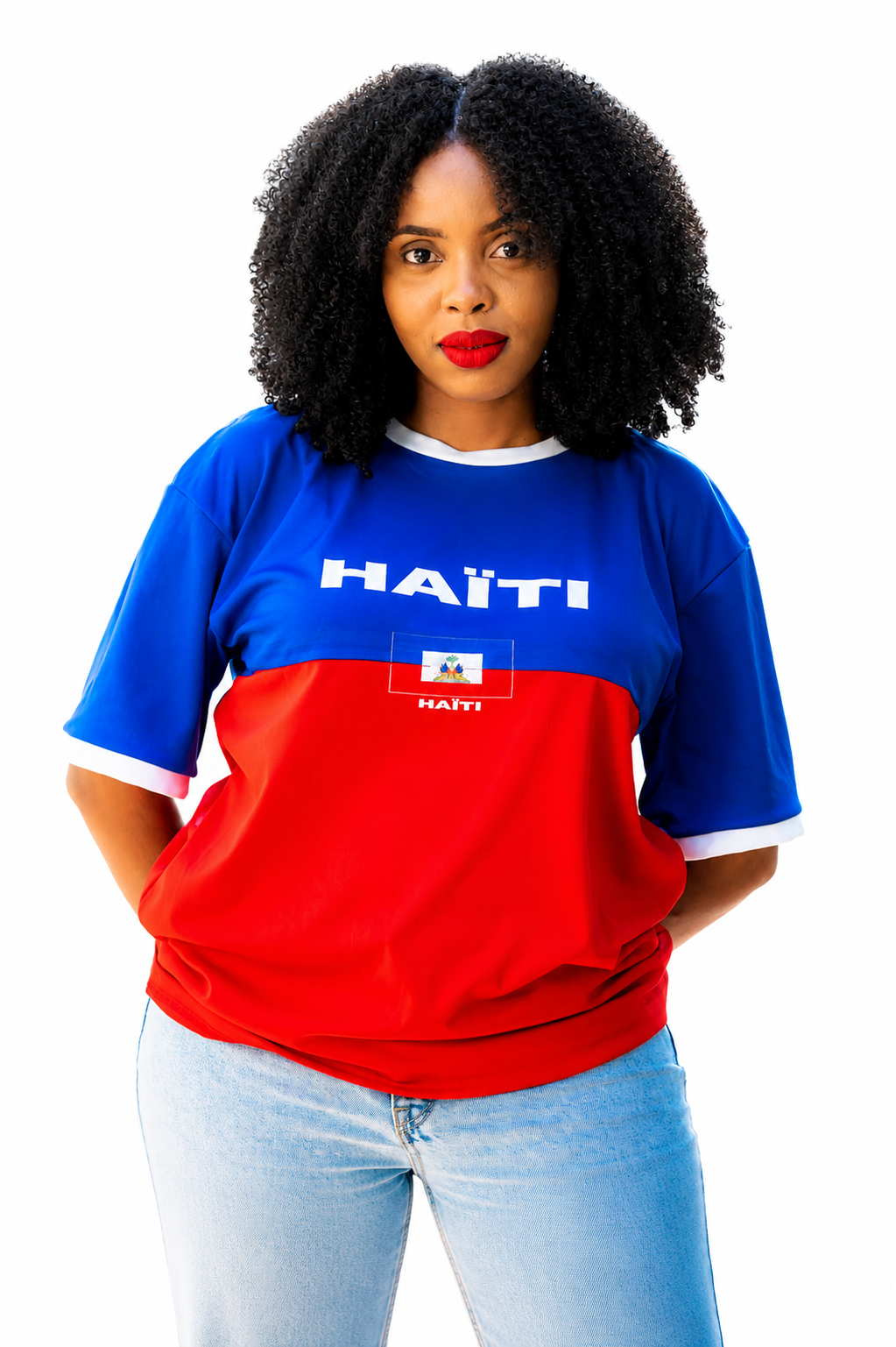 T-shirt Oversize Proud 509 | HAÏTI – Bleu & Rouge | Ayiti Style – Image 3