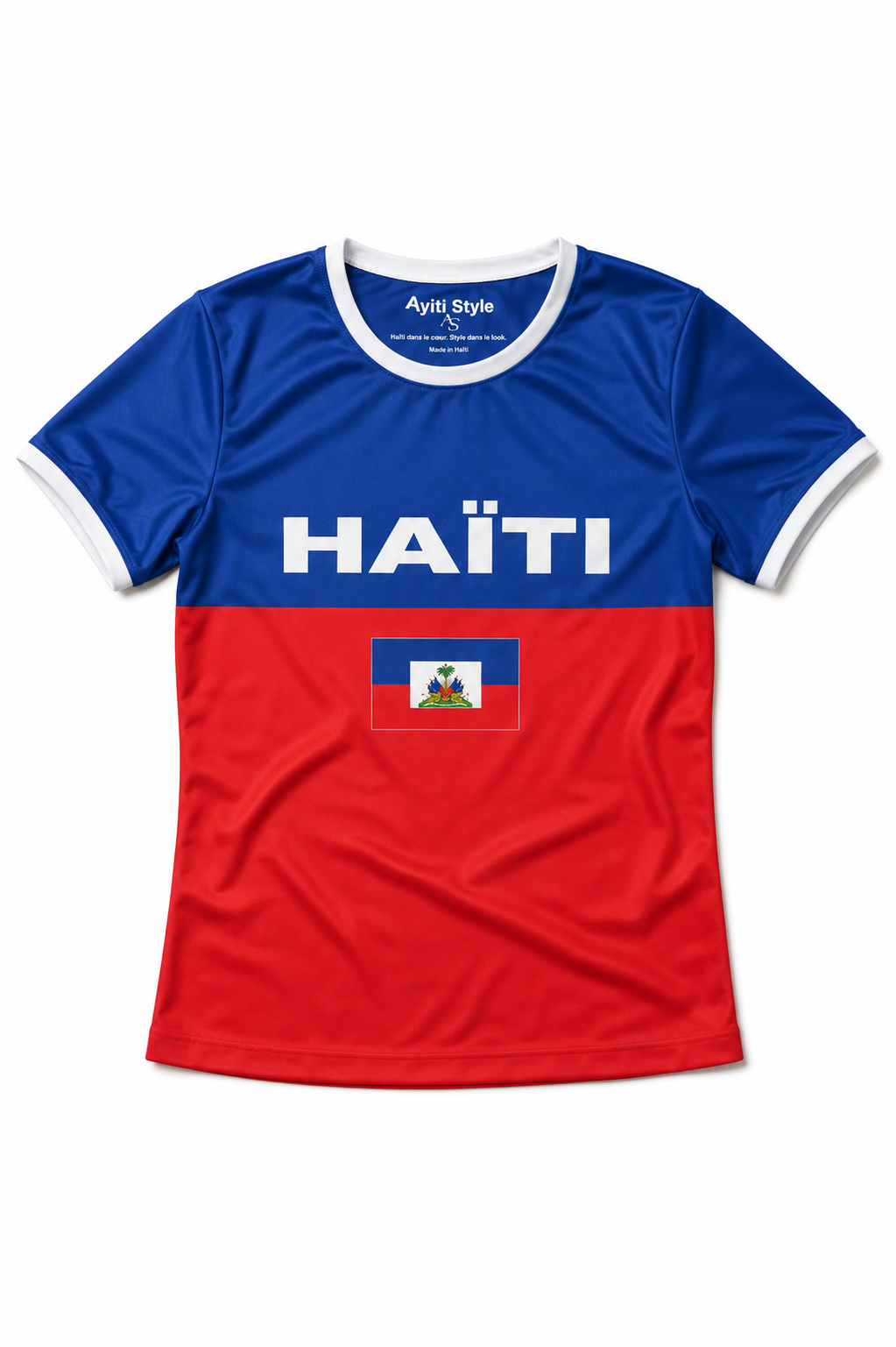 T-shirt Classique Femme Proud 509 | HAÏTI – Bleu & Rouge | AyitiStyle